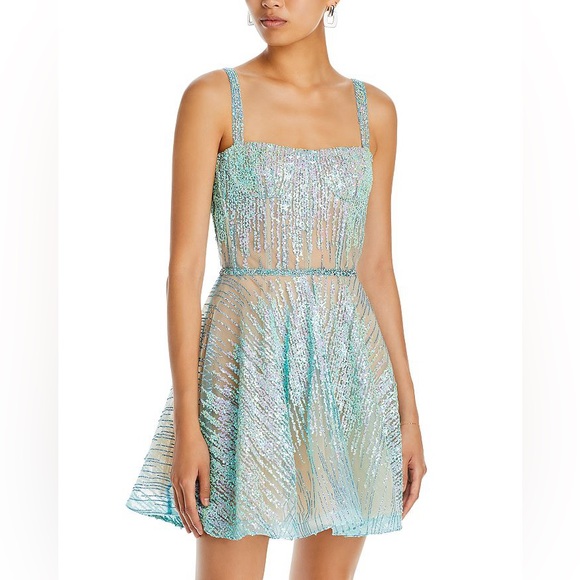 BRONX AND BANCO Blue Mademioselle Sequined Dress - Picture 1 of 2